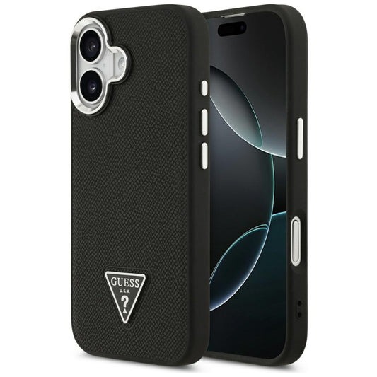 Custodia MagSafe per Apple iPhone 17, Guess, Logo Triangolo Granulato, Nera