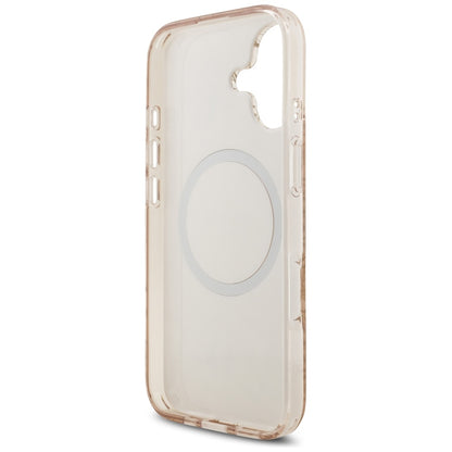 Custodia MagSafe per Apple iPhone 17, Guess, IML Flowers Allover Electroplated with Pearl Strap, Nera