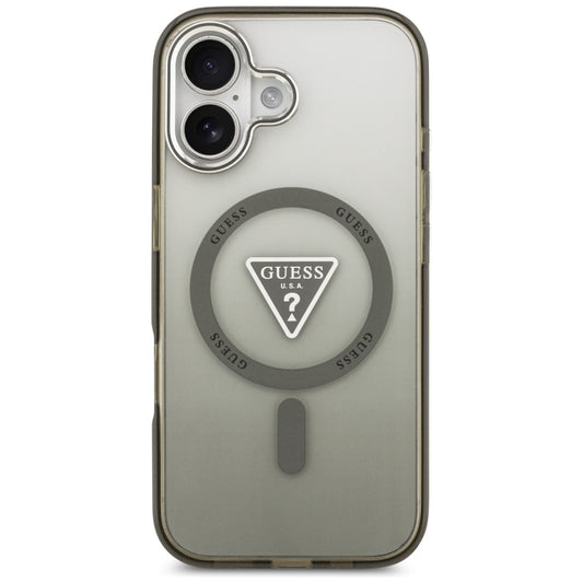 Custodia MagSafe per Apple iPhone 17, Guess, Logo Triangolo Gradiente IML, Cachi Argentato