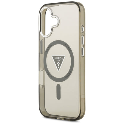 Custodia MagSafe per Apple iPhone 17, Guess, Logo Triangolo Gradiente IML, Cachi Argentato
