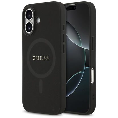 Custodia MagSafe per Apple iPhone 17, Guess, Saffiano Classic Logo, Nera