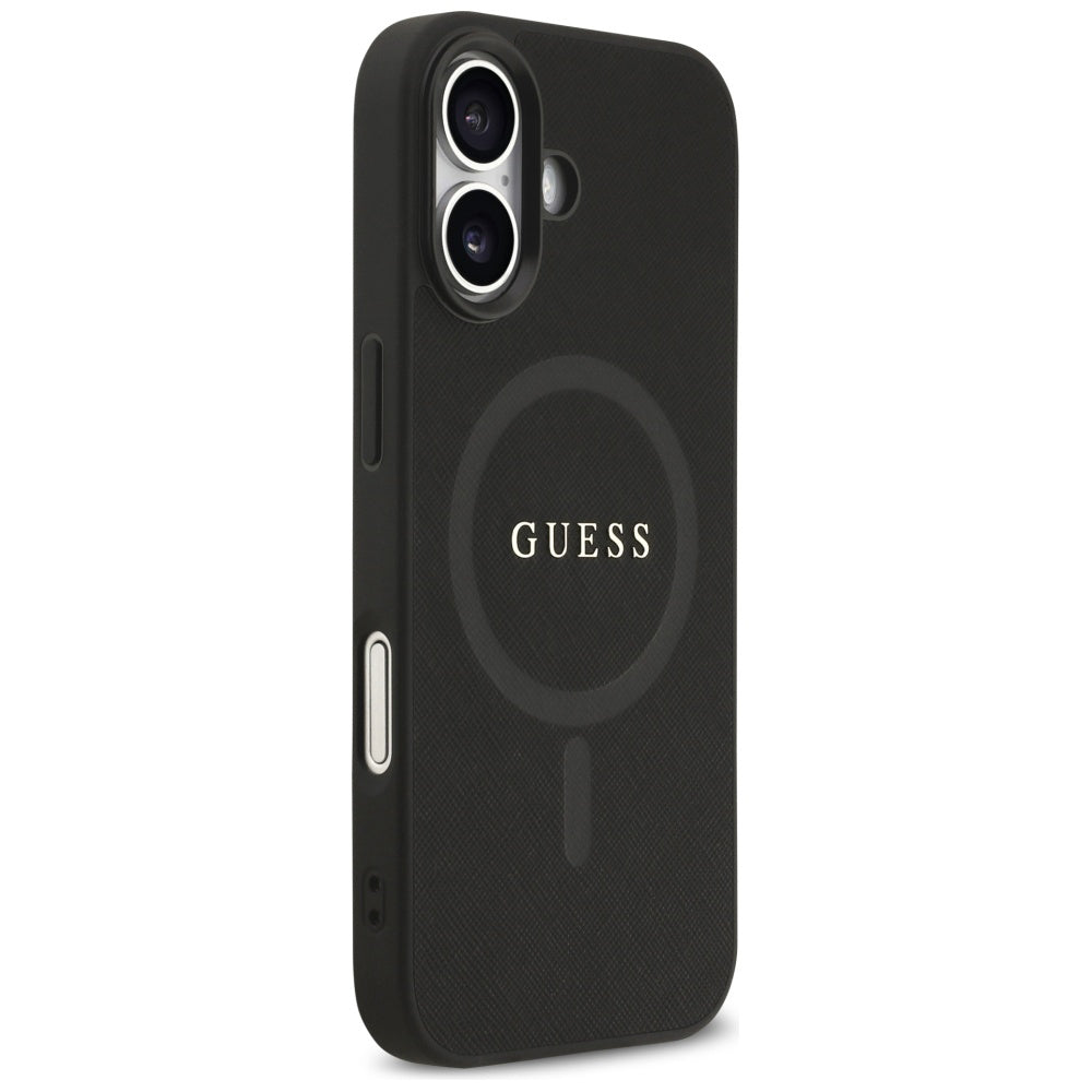Custodia MagSafe per Apple iPhone 17, Guess, Saffiano Classic Logo, Nera