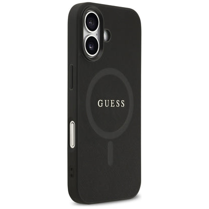 Custodia MagSafe per Apple iPhone 17, Guess, Saffiano Classic Logo, Nera