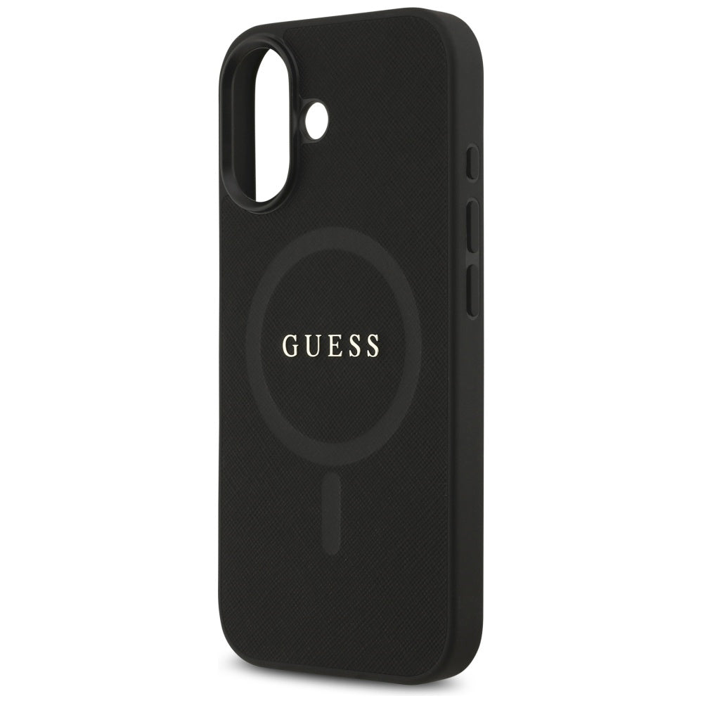 Custodia MagSafe per Apple iPhone 17, Guess, Saffiano Classic Logo, Nera