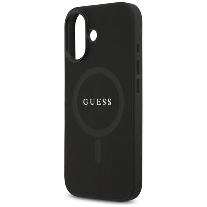Custodia MagSafe per Apple iPhone 17, Guess, Saffiano Classic Logo, Nera