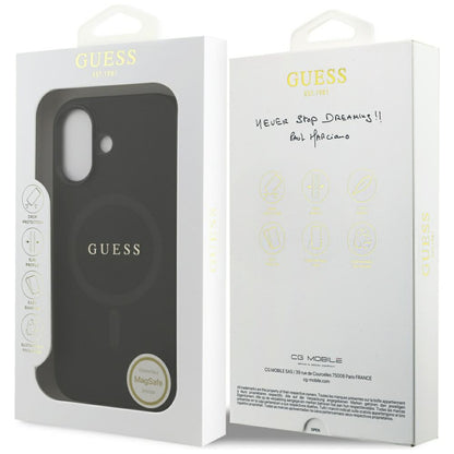 Custodia MagSafe per Apple iPhone 17, Guess, Saffiano Classic Logo, Nera