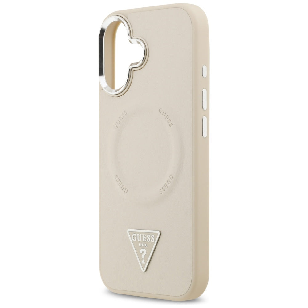 MagSafe Case for Apple iPhone 17, Guess, Triangle Logo, Silver Beige