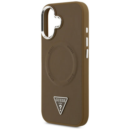 Custodia MagSafe per Apple iPhone 17, Guess, Logo Triangolo, Marrone Argentato