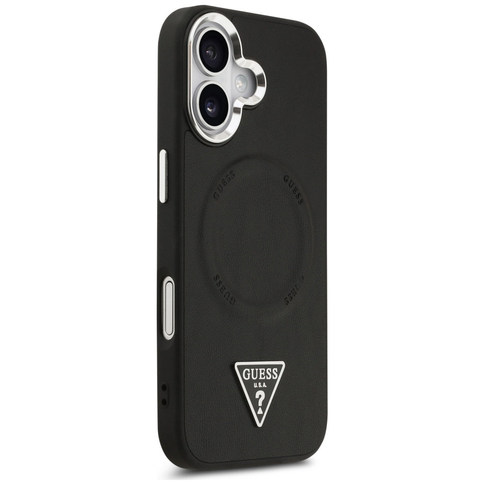 MagSafe Case for Apple iPhone 17, Guess, Triangle Logo, Black Silver