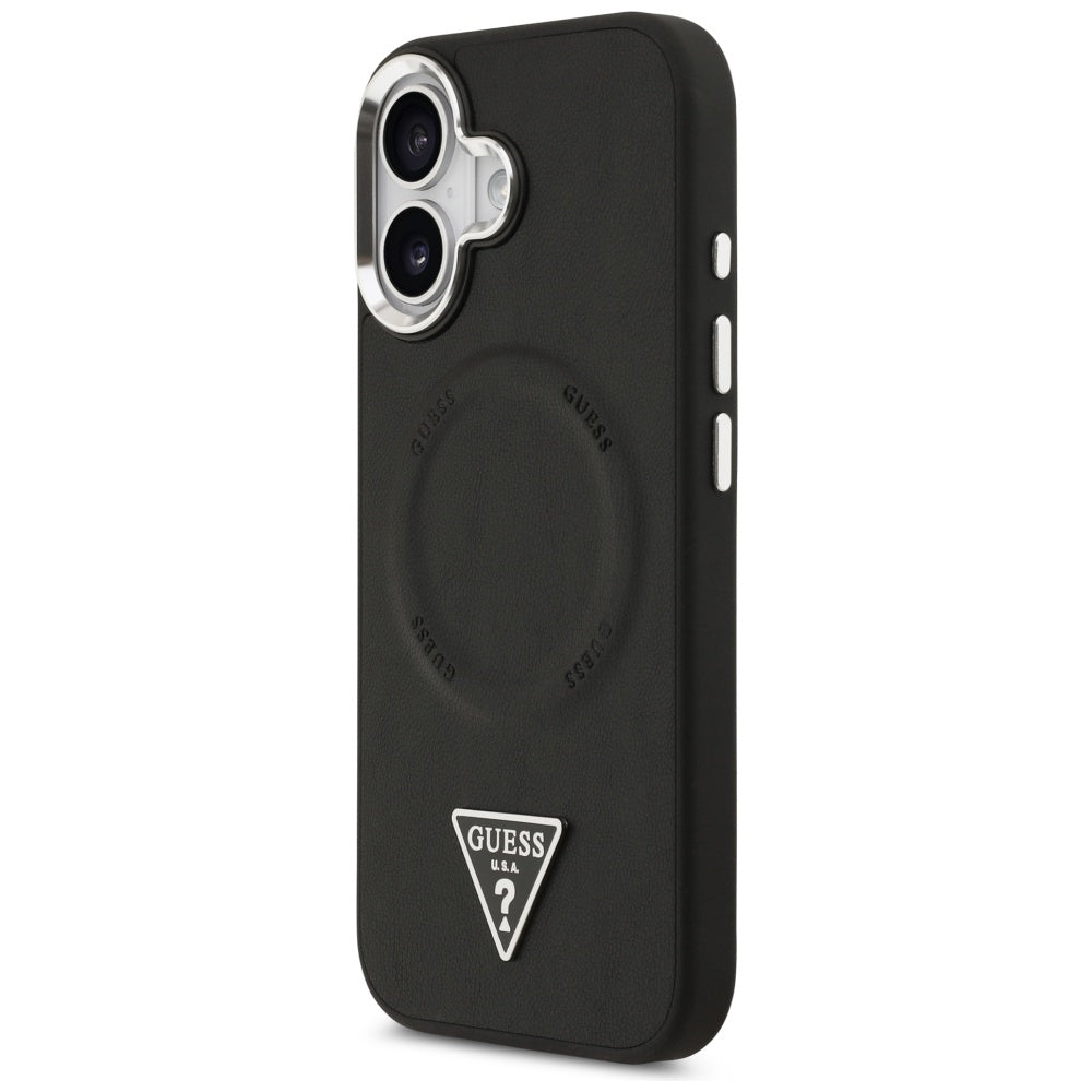 MagSafe Case for Apple iPhone 17, Guess, Triangle Logo, Black Silver