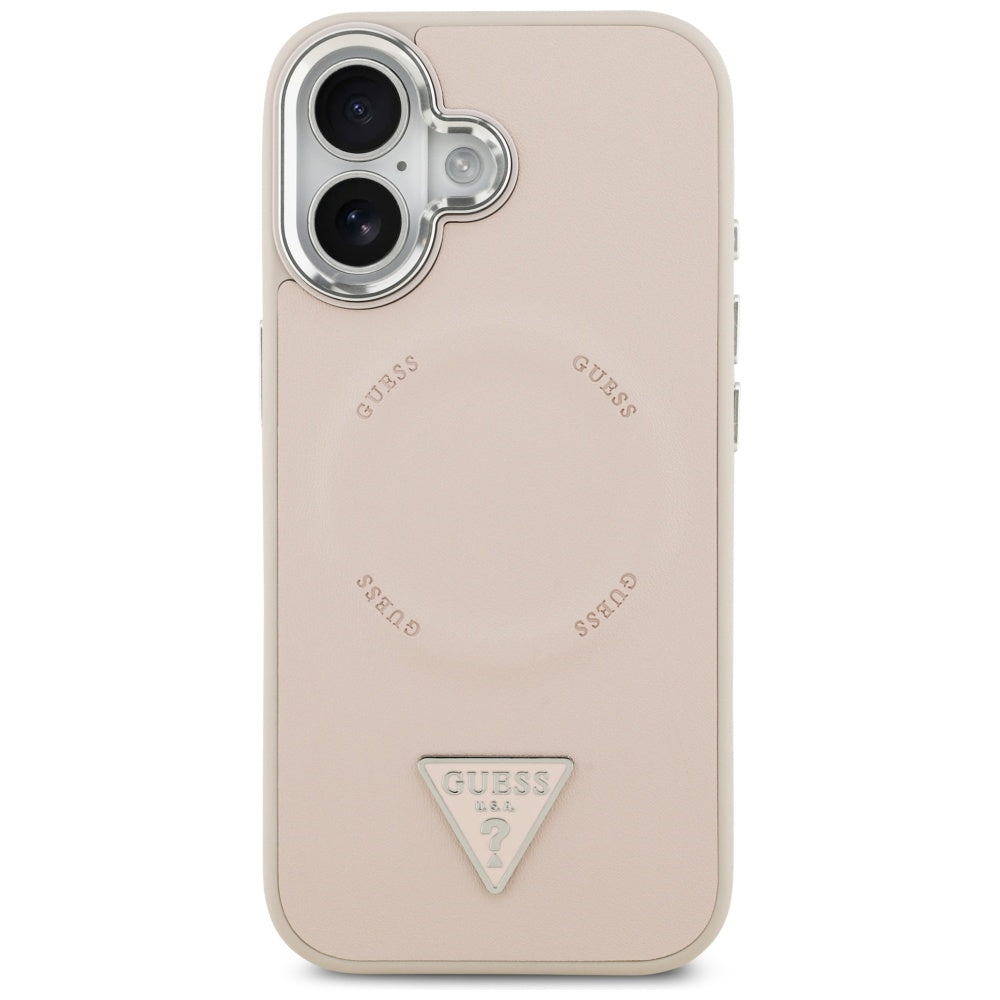 Custodia MagSafe per Apple iPhone 17, Guess, Logo Triangolo, Rosa Argento