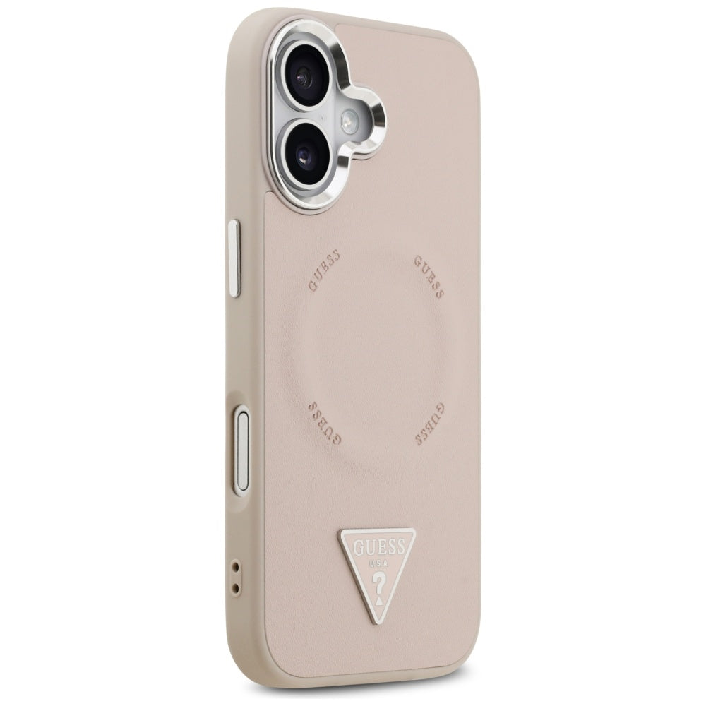 Custodia MagSafe per Apple iPhone 17, Guess, Logo Triangolo, Rosa Argento