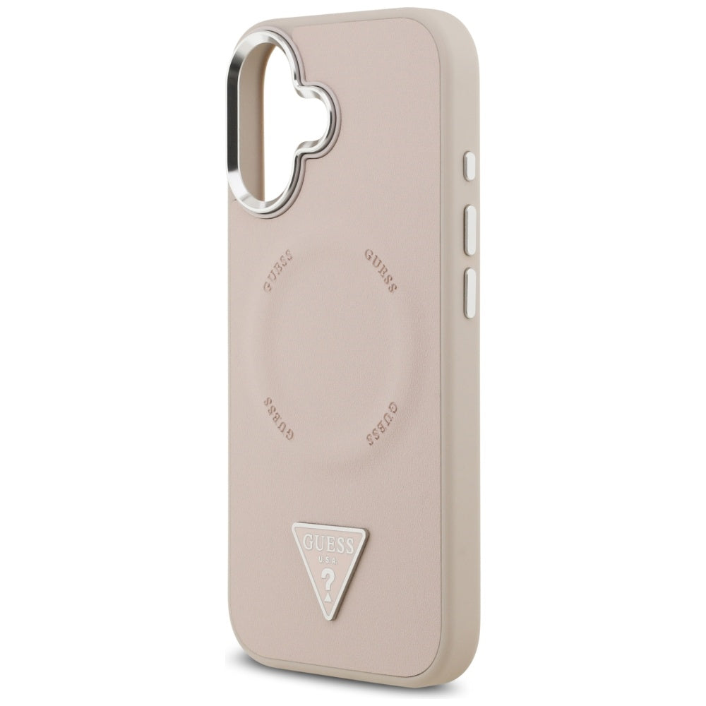 Custodia MagSafe per Apple iPhone 17, Guess, Logo Triangolo, Rosa Argento