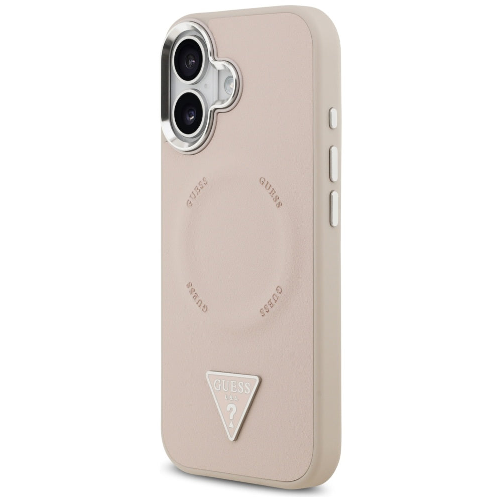 Custodia MagSafe per Apple iPhone 17, Guess, Logo Triangolo, Rosa Argento