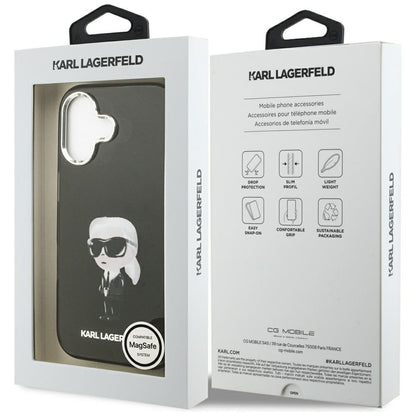 Custodia MagSafe per Apple iPhone 17, Karl Lagerfeld, IML Aquarelle Karl Ikonik, Nera