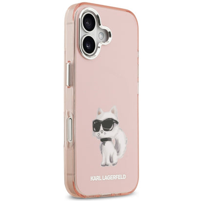 Custodia MagSafe per Apple iPhone 17, Karl Lagerfeld, IML Aquarelle Logo Choupette, Rosa