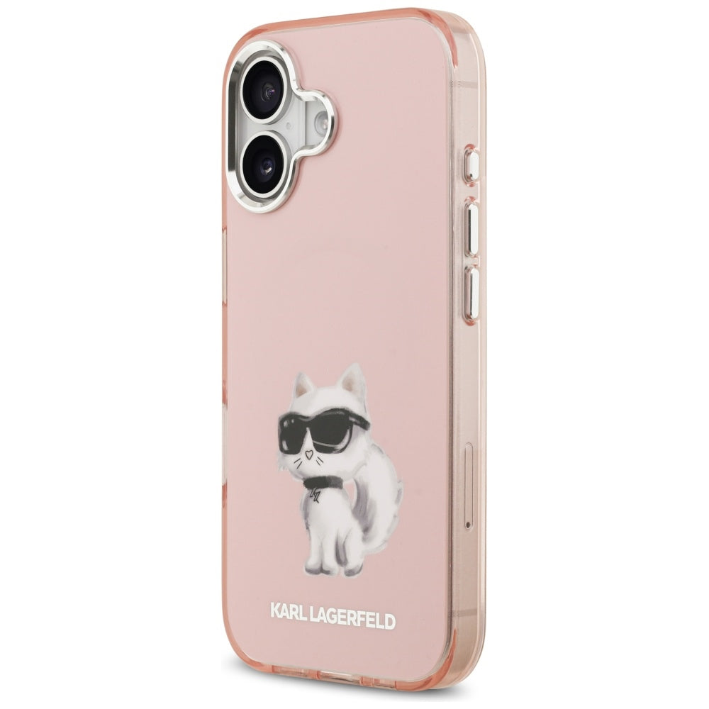 Custodia MagSafe per Apple iPhone 17, Karl Lagerfeld, IML Aquarelle Logo Choupette, Rosa