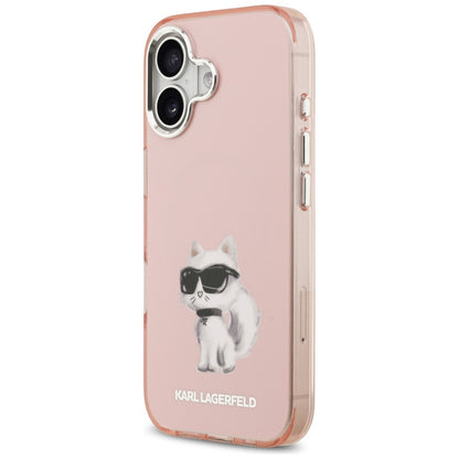 Custodia MagSafe per Apple iPhone 17, Karl Lagerfeld, IML Aquarelle Logo Choupette, Rosa