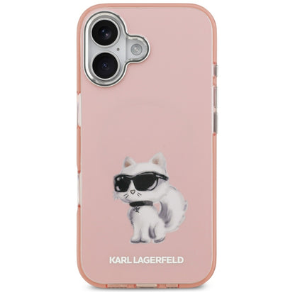 Custodia MagSafe per Apple iPhone 17, Karl Lagerfeld, IML Aquarelle Logo Choupette, Rosa