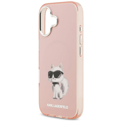 Custodia MagSafe per Apple iPhone 17, Karl Lagerfeld, IML Aquarelle Logo Choupette, Rosa