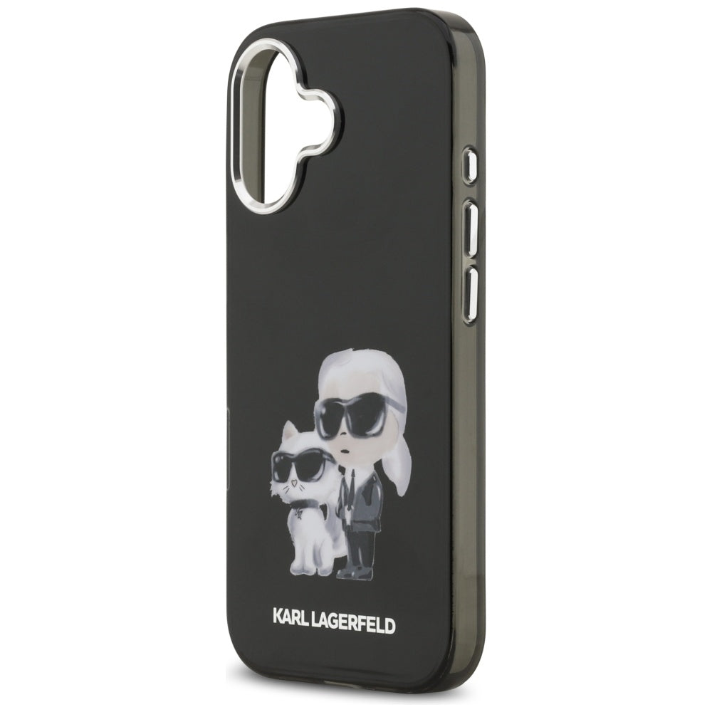 Custodia MagSafe per Apple iPhone 17, Karl Lagerfeld, IML Aquarelle Logo Karl & Choupette, Nera