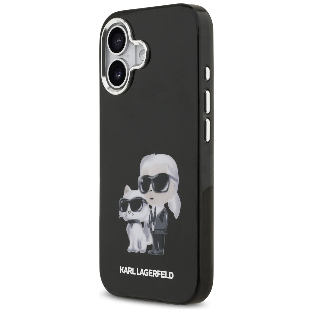 Custodia MagSafe per Apple iPhone 17, Karl Lagerfeld, IML Aquarelle Logo Karl & Choupette, Nera