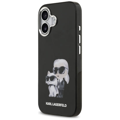 Custodia MagSafe per Apple iPhone 17, Karl Lagerfeld, IML Aquarelle Logo Karl & Choupette, Nera