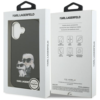 Custodia MagSafe per Apple iPhone 17, Karl Lagerfeld, IML Aquarelle Logo Karl & Choupette, Nera