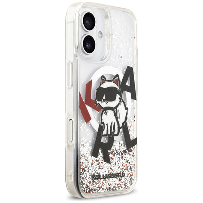 Custodia MagSafe per Apple iPhone 17, Karl Lagerfeld, Liquid Glitter Choupette Logo, Trasparente