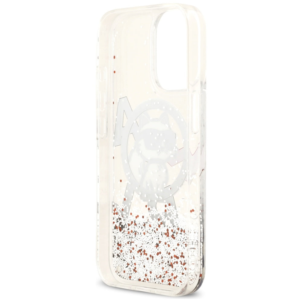 Custodia MagSafe per Apple iPhone 17, Karl Lagerfeld, Liquid Glitter Choupette Logo, Trasparente