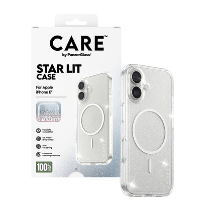 Custodia MagSafe per Apple iPhone 17, PanzerGlass, Care Urban Explorer Star Lit, Trasparente Bianca