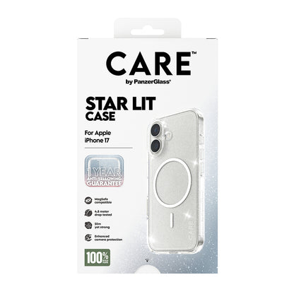 Custodia MagSafe per Apple iPhone 17, PanzerGlass, Care Urban Explorer Star Lit, Trasparente Bianca