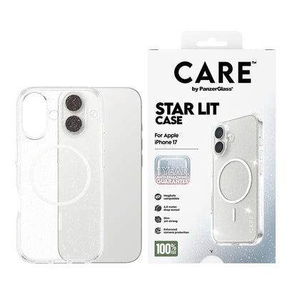 Custodia MagSafe per Apple iPhone 17, PanzerGlass, Care Urban Explorer Star Lit, Trasparente Bianca