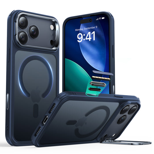 Custodia MagSafe per Apple iPhone 17 Pro, ESR, Classic Hybrid Kickstand, Blu Satinato