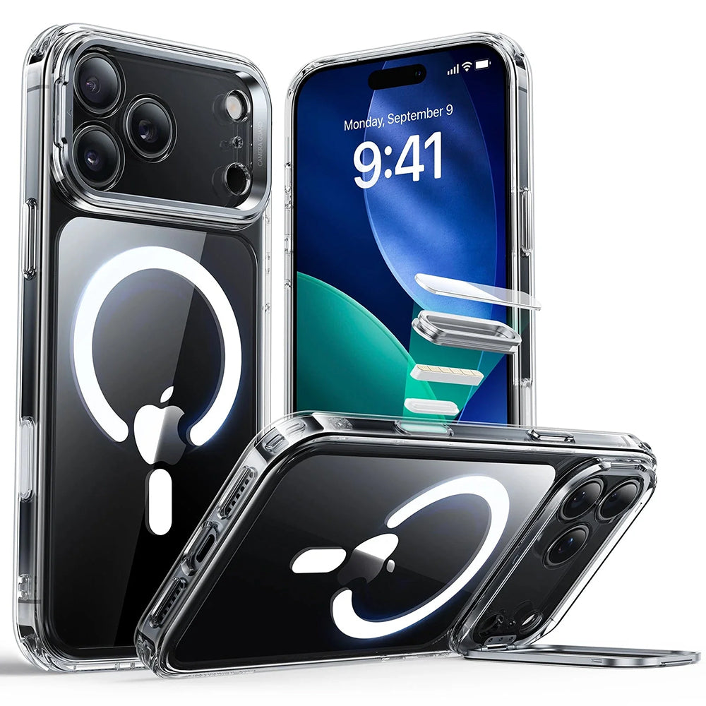 Custodia MagSafe per Apple iPhone 17 Pro, ESR, Classic Hybrid Kickstand, Trasparente