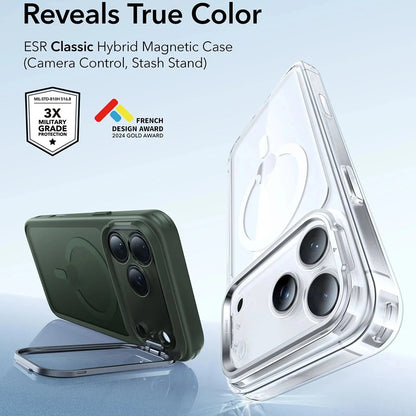 Custodia MagSafe per Apple iPhone 17 Pro, ESR, Classic Hybrid Kickstand, Verde Satinato