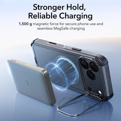 Custodia MagSafe per Apple iPhone 17 Pro, ESR, Cyber Armor Kickstand, Grigio