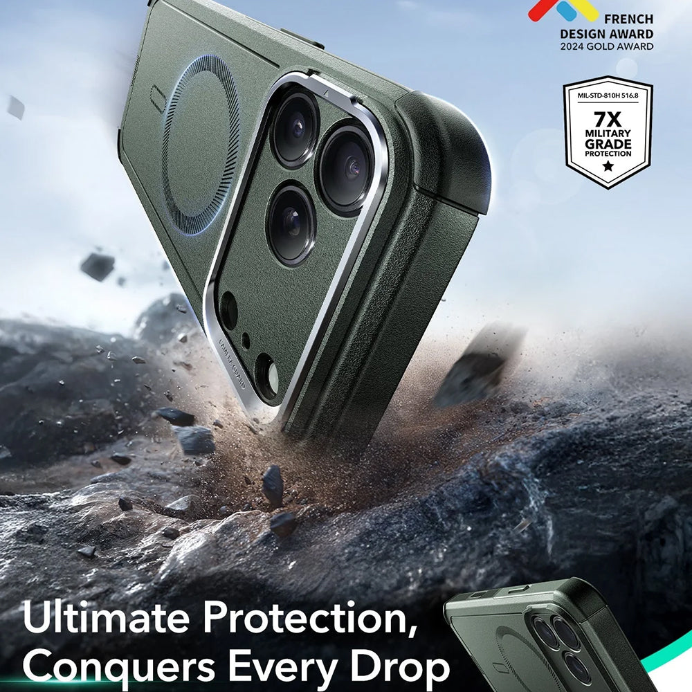 Custodia MagSafe per Apple iPhone 17 Pro, ESR, Cyber Armor Kickstand, Verde