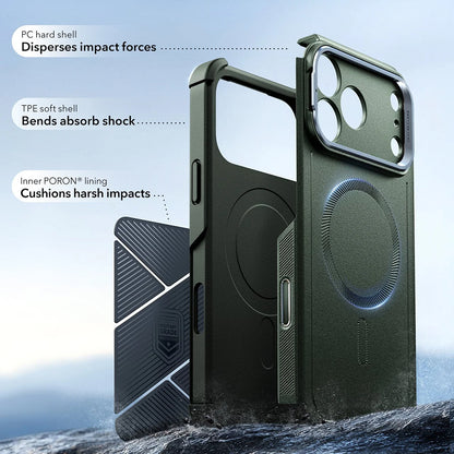 Custodia MagSafe per Apple iPhone 17 Pro, ESR, Cyber Armor Kickstand, Verde