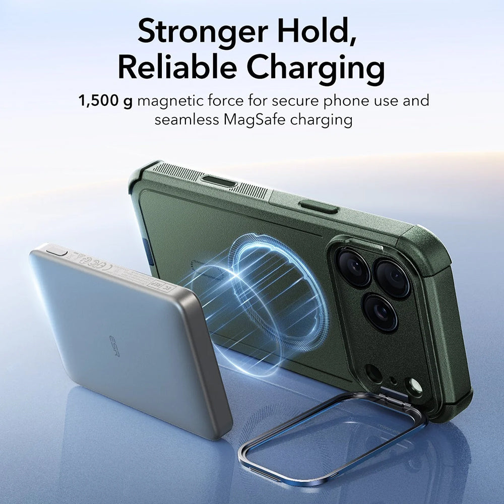 Custodia MagSafe per Apple iPhone 17 Pro, ESR, Cyber Armor Kickstand, Verde