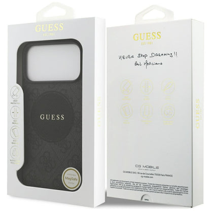 Custodia MagSafe per Apple iPhone 17 Pro, Guess, 4G Circle Classic Logo, Nera