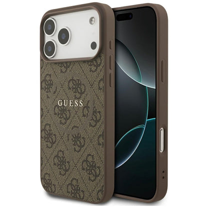 Custodia MagSafe per Apple iPhone 17 Pro, Guess, 4G Ring Classic Logo, Marrone