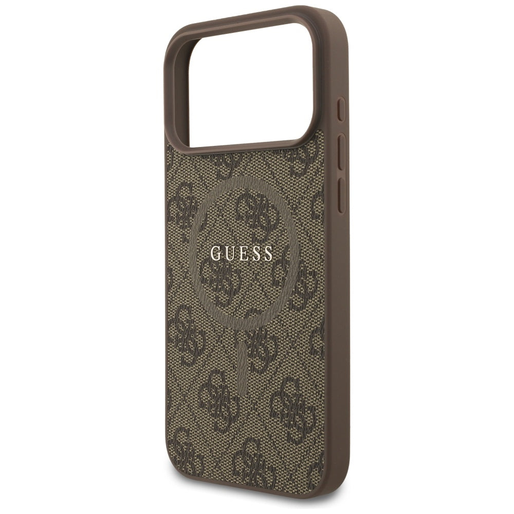 Custodia MagSafe per Apple iPhone 17 Pro, Guess, 4G Ring Classic Logo, Marrone