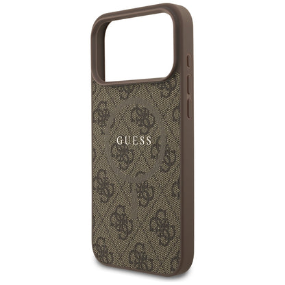 Custodia MagSafe per Apple iPhone 17 Pro, Guess, 4G Ring Classic Logo, Marrone