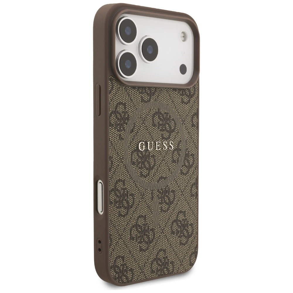 Custodia MagSafe per Apple iPhone 17 Pro, Guess, 4G Ring Classic Logo, Marrone