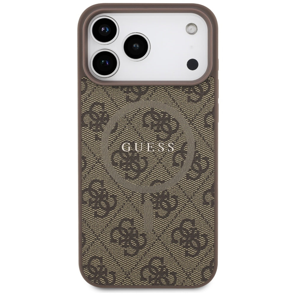 Custodia MagSafe per Apple iPhone 17 Pro, Guess, 4G Ring Classic Logo, Marrone