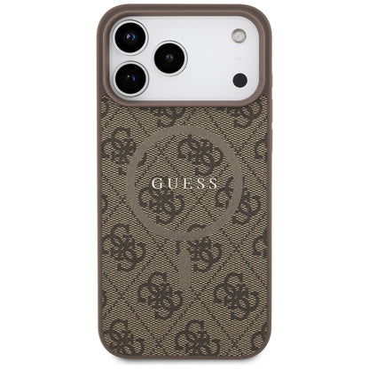 Custodia MagSafe per Apple iPhone 17 Pro, Guess, 4G Ring Classic Logo, Marrone
