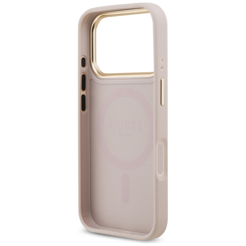 Custodia MagSafe per Apple iPhone 17 Pro, Guess, Logo Strass 4G, Rosa