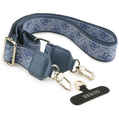 Custodia MagSafe per Apple iPhone 17 Pro, Guess, 4G Strass Logo con Big Strap, Blu