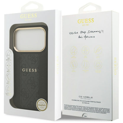 Custodia MagSafe per Apple iPhone 17 Pro, Guess, 4G Stripe, Nera